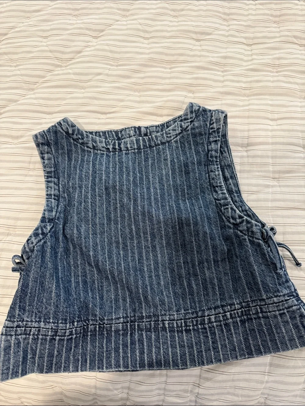 Zara Striped Denim Two-Piece Set in Blue